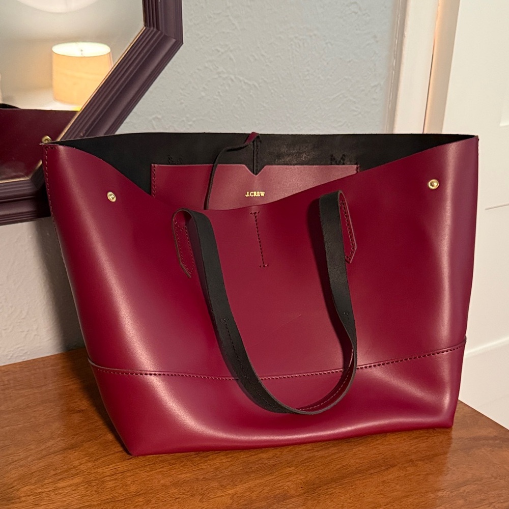 J. Crew Deep Burgundy / Maroon Tote Bag